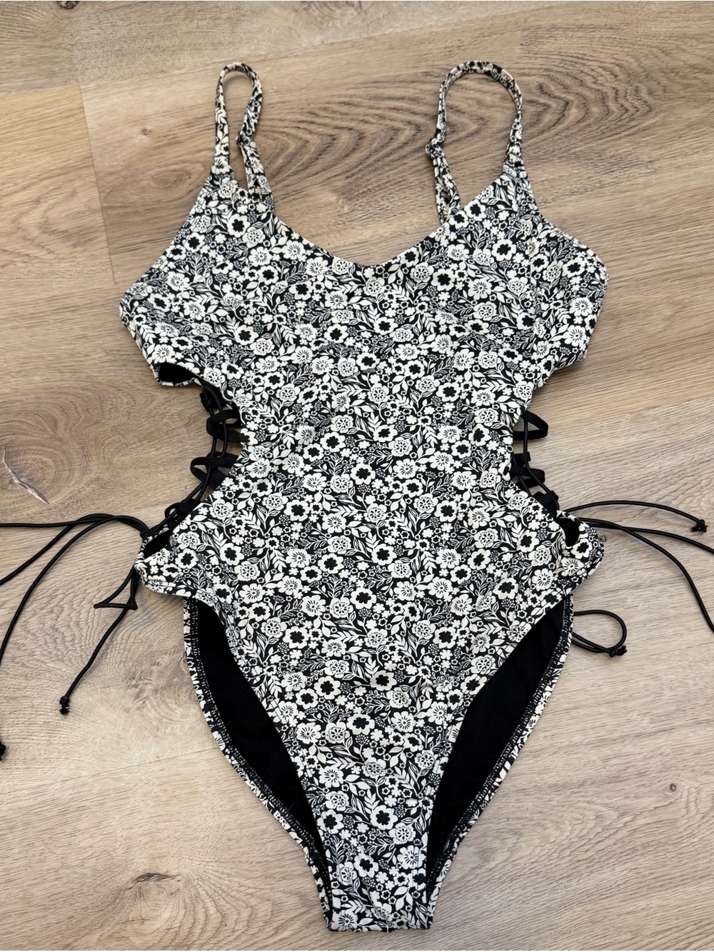 Robin Piccone Black and White Floral One Piece Swimsuit